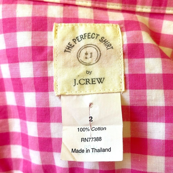J. Crew Perfect Pink Gingham Shirt - Picture 8 of 9